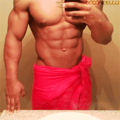 duttyking:  #body #handsome #he could get it #drop the towel #chest #abs #arms 