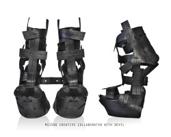 andreymossleather:  MS1506MS1506 PVC black heelless sandals handcrafted by Andrey Moss.Heel measures approximately 170mm with a 60mm platform.http://creativecollaboratorwithdevil.tumblr.com/  I seriously thought these were crutches or leg braces