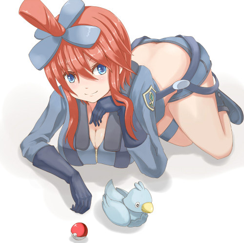 rule34andstuff:  Fictional trainers that I would “do battle with”(provided I crossed their line of sight): Skyla(Pokemon). Set II.