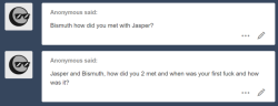 First meet, first fuck, same night? Why not? :DI got these asks some time apart, but they actually both came long after I’d started toying around with an idea for a one-shot Jaspmuth NSFW fic I’d almost forgotten about. Jasper hasn’t pegged her