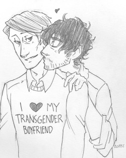 pangaeastarseed:  hannibalsbattlebot:  acrosc:  for the anon who asked for more art for my ftm!Will AU. [dont delete caption]  This is so cute   give me all the transWill
