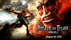 The official English website for KOEI TECMO’s Shingeki no Kyojin Playstation 4/Playstation 3/Playstation VITA game has been published!Release Date: August 30th, 2016 (North America &amp; Europe)
