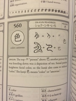 kanjiwithtavo:  That moment when you are looking for the origin of the kanji for “color” and… 