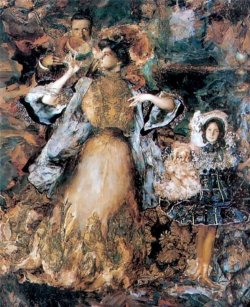 Filipp Maliavin (also spelled Malyavin; Kazanki, Samara, 1869 - Nice 1940); Self-portrait with Wife and Daughter, 1910-11; oil on canvas, 232 x 285 cm; Khanty-Mansiysk State Museum of Visual Arts