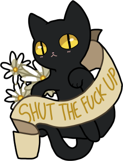 jeffsgoldenbloom:  pariahknight:  kaijukat:  have YOU ever wanted to bitch someone out but do it with cats and flowers? Well have I got the sticker set for you!  jeffsgoldenbloom  Bless 