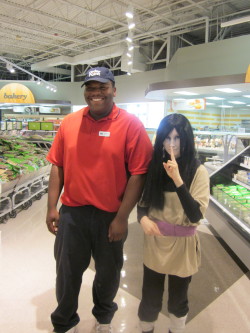 tomoko-no-baka:  ask-gallows-callibrator:  only1one1me:  LET ME TELL YOU A STORY So, I cosplayed as Orochimaru, my friend was Tsunade, my other friend was Jiraiya, and my other friend was Agent Coulson. We decided to stop at Meijer for some goodies, and