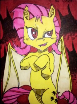 Rapidostar:  Drawn Today: A Flutterbat! Done With Markers On A Trading Card. 
