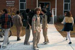 makemykittypurr:  cinexphile:  Entertainment Weekly has debuted the first official of Stranger Things Season 2, featuring Dustin  (Gaten Matarazzo), Mike (Finn Wolfhard), and Lucas (Caleb McLaughlin)  dressed as Ghostbusters.The new teaser for the new