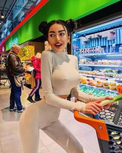 Shopping, or for that matter, just going out into public with Alena was always an eye-opening experience. She wanted to make Mr. Crude proud and always dressed to show off her assets.Selecting cucumbers and zucchini was one of her favorite things to do,