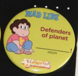 There’s this set of Mad Libs promo pins from Comic-Con on eBay and the Steven Universe one has a super adorable Steven on it.