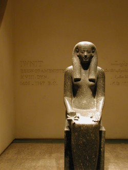 dwellerinthelibrary:  The goddess Inuit or Iunyt, consort of Montu (alongside Tjenenet). At the Luxor Museum.  Eternal