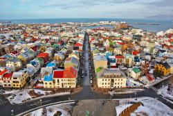 irredescent:  Reykjavík, Iceland’s capital city.  
