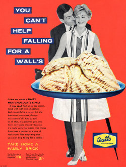 what-floats-my-boat:  Wallâ€™s Ice Cream ad1959(via Totally Mystified) 