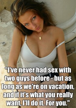 cuckoldscams:  A cuckold’s perfect vacation: His wife agreeing to have sex with two guys.