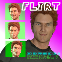 In  the very lovey, flirty mood - THIS IS FLIRT for Michael 7. Special  facial expressions meticulously made for the manly Michael 7. Farconville has created a collection of 30 expressions is available for purchase for a reasonable price! Ready for Daz