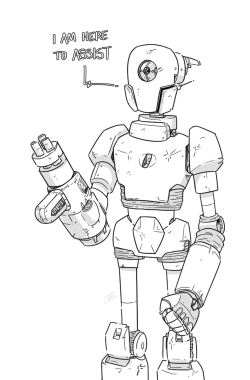 er. Well. I don’t really have any of that. Not digital, anyways. But I used to draw a lot of robots like this, so I drew a robot.