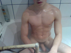 postgradfraternityguy:  how does this make taking a bath so fucking sexy?Â   Look how smooth&hellip;and how thick and LONG he is :P