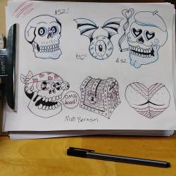 Working on a flash sheet for a shop special going through till the end of the year. 3&quot;x3&quot; tattoos for ไ. So lemme know if you want any of these and we can set something up.   #ink #tattoos #chelsea #boston  #ravenseyeink #tattoo #color #skulls