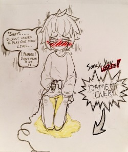 fluffy-omorashi:  He was busy fighting a boss level and thought he could hold it till he beat him… shoulda had that pee break Before he started!! ~ /)&gt;.•(\”