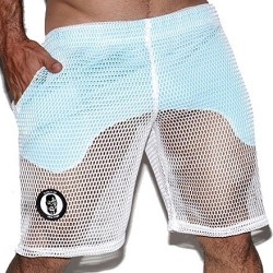 mugler88:Our White Ocean Shorts are made from a spongy white material with a turquoise pocket which shows through and covers the front but leaves the back open to show off your underwear, swimsuit, or butt underneath! Available now, only at SlickItUp.com