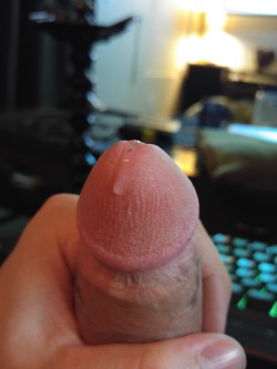 cutbro:  goldennick88:  Really primed for anyone to come suck   Nature’s lube for the circumcised dick.  Needs it on that dry dick