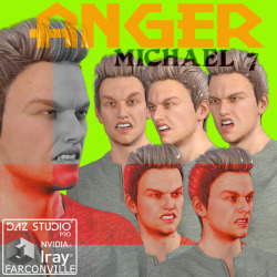 Who’s Angry?? Mchael 7 is! And now you can show it with farconville’s new Anger expressions! Special  facial expressions meticulously made for the manly Michael 7, ready to  be used with this character in DAZ Studio 4 or greater. Also this product