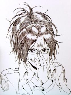 Hanji Zoe by Shingeki no Kyojin Chief Animation Director/Character Designer Asano Kyoji, as seen at his latest exhibition today (August 22nd, 2015).It is being distributed as a special gift for visitors!