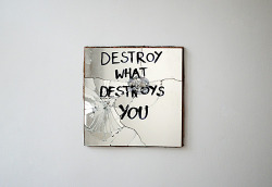 showslow:  Arianna Palazzi (On Tumblr), Mirror Series.  The message I want to share through this piece called “Destroy what destroys you” from 0 - Mirror Series is not in any way related to self destruction/self harm.The mirror is broken because