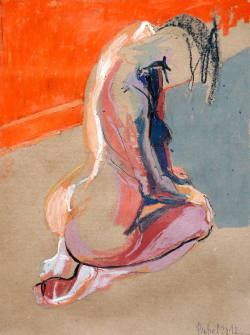 red-lipstick:  Robert Bubel (Polish, b. 1968, Zarki, Poland) - For F.Bacon. The Nude, 2012    Painting: Oil Pastel on Paper 