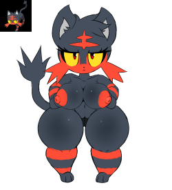 kirbot12:  i drew some Litten a while back, and after getting the pen back i was surprised how it came out OAO