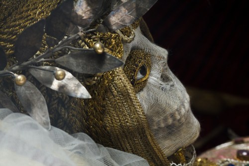 blondebrainpower:Saint Munditia is venerated as a Christian martyr. Her relics are found in a side altar at St. Peter’s Church in Munich. They consist of a gilt-covered and gem-studded skeleton, located in a glass case, with false eyes in her skull,