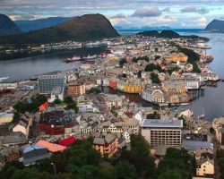 wanderlustav:This view is from Aksla Hill. Alesund is a fairy tale town in Norway.