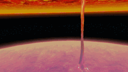suppermariobroth:  The background in Melty Molten Galaxy in Super Mario Galaxy appears to be two planets connected by columns of liquid. In reality, the horizon is painted onto the wall of a cylindrical skybox.  