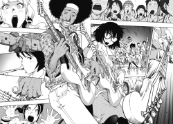 frolic-chronis:  Found out about this manga series called “Shiori Experience” which is about a 27 year old English teacher who is haunted by the ghost of Jimi Hendrix. Not currently being translated into English though sadly.Update 03/14/15: I’ve