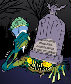 Doing my best to catch up on Drawlloween, and this is what I made for yesterday’s theme, “Grave”!