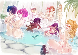 xtilxtil:  Katawa Shoujo Hotsprings for The Soft Hour Four Leaf Studios artbook at Comiket 90there are 9 characters in this :^)support me on patreon - now including NSFW stuff