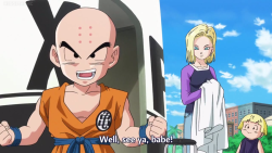 maggiekarp2:  kumasenpai:  iverbz:  osakandestroyer:  jas720:  this is how you know this was written by men  Are you doubting how cool Krillin is?   you ever thought 18 was just a supportive wife or nah  Krillin is a wuss who still charges into battle
