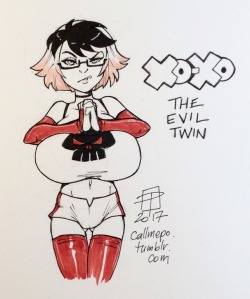 atomictikisnaughtybits:  callmepo:   An April Fools day gag may turn into a brand new OC.   Xo-Xo: The Evil Twin.   I kind of love her dude 