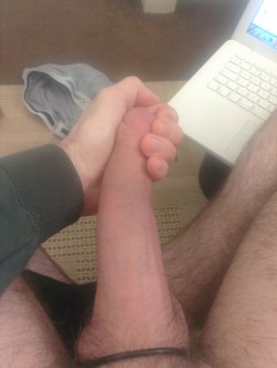 itsbigguy92:  Pov shot of my big long cock. This is the view i get when you sub boys are knelt in awe ;) 