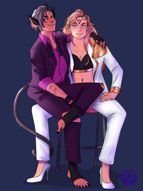 Another donation commission!! They wanted my suit Catra and Adora together so I had to draw them in the gayest energy pose possible lmao