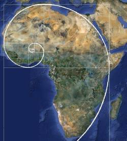 welele:  El continente africano cumple el patrón de la espiral de Fibonacci