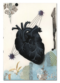 darksilenceinsuburbia:  Birgit Zartl. My Black Rabbit Heart, 2013. Thread and silver leaf on paper.