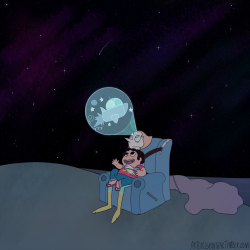 artemispanthar:  After landing, Steven and Pearl just kinda sit for a while and talk about space. Pearl gets too choked up reminiscing so Steven takes over to talk about all the adventures they’re going to have one day