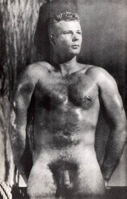 vintagemusclemen:Tonight I’m featuring something relatively rare in the world of mid-20th Century male nude photography, the hairy physique model.  Sadly, the professional bodybuilders who were the first models of this era and genre tended to get rid