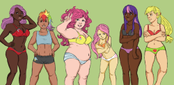 bronyparctears:  ponies-against-bronies:  John Jesco could take a few lessons from this amazing artist. Different faces, colors, and bodies. These are what real women look like, not just the same face, big breast and thin bodies. Everyone is different.