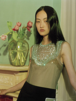 ga-kyi:  Prada Rongzhai Shanghai Special ‘A la Maison’ Ph: Mathilde Agius Stylist: Jeff Lee Hair: Bon Fan Zhang Makeup: Xin Miao   Model: Jing Wen