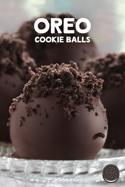 oreo:  OREO Cookie Balls Ingredients 1 pkg. (8 oz.) brick cream cheese, softened 36 OREO Cookies, finely crushed (about 3 cups) 4 pkg. (4 oz. each) semi-sweet baking chocolate, melted Instructions MIX  cream cheese and cookie crumbs until well blended.