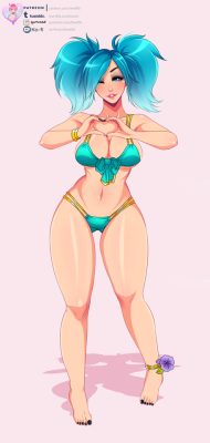 We got 400 notes! Evie bikini version here &lt; 3 ~remember all versions are up in Patreon and Gumroad for direct purchase ~  