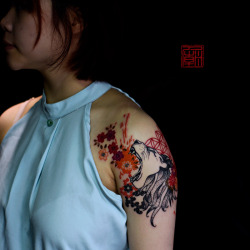 tattootemple:  Lion’s Roar - artwork and tattoo by Elizabeth - www.tattootemple.hk