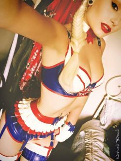 westward-bound-latex:  Behind the Scenes Selfie - Romanie Smith in Westward Bound’s Britannia Latex Lingerie on location at My Boudoir - Make-Over Boudoir Photography in Manchester, England. http://ift.tt/1MpB4J5  Hooray for the red, white &amp; blue.